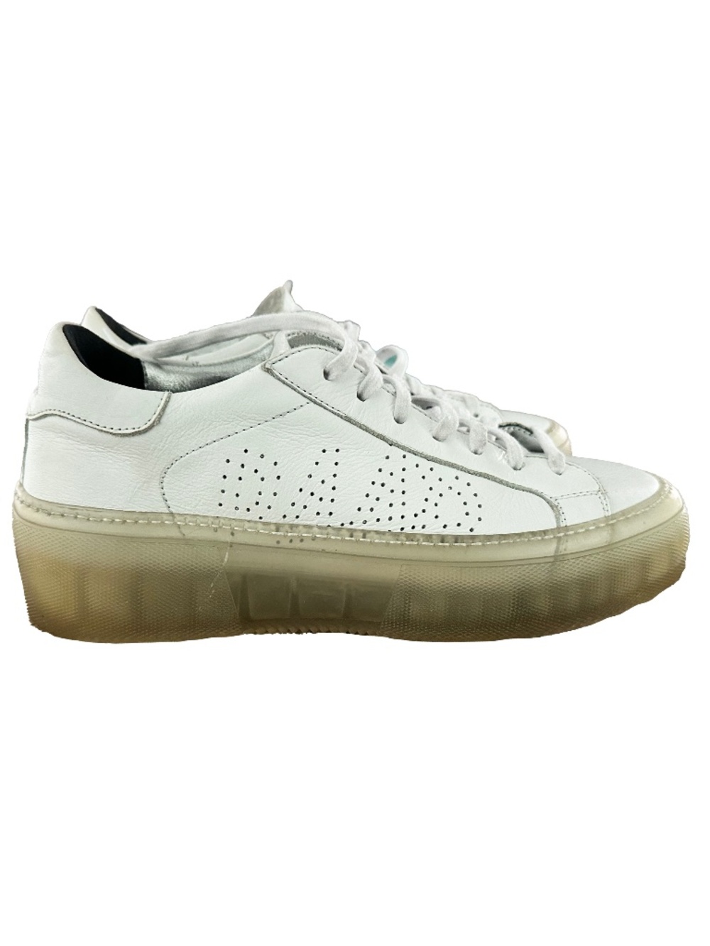 P448 White Leather Platform Low Top Sneakers Made in Italy EU 41 US 10-10.5